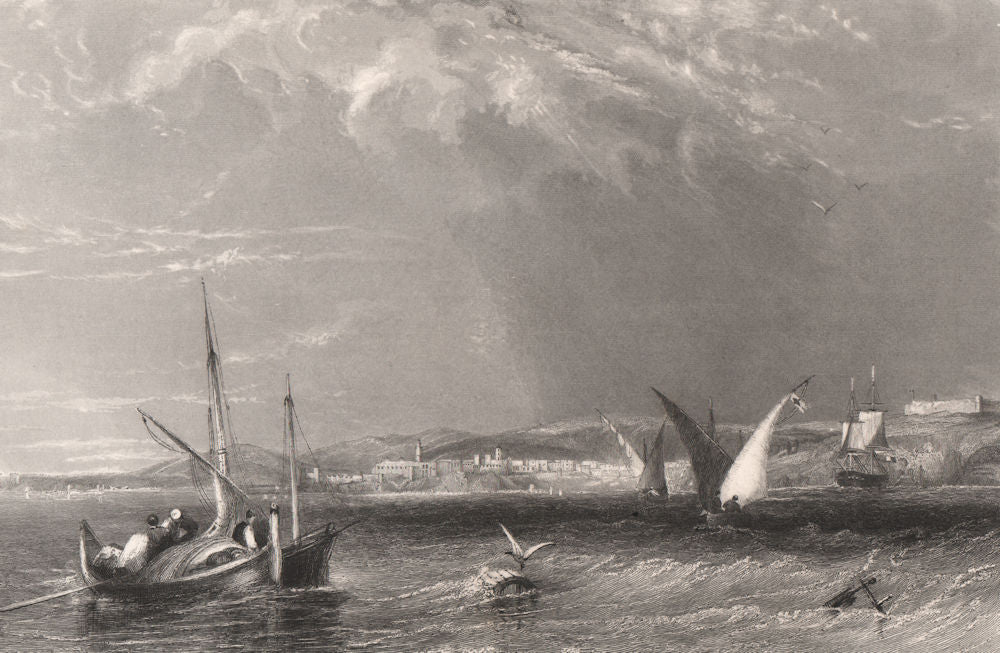 Town and Harbour of Annaba (Bone), Algeria 1840 old antique print picture